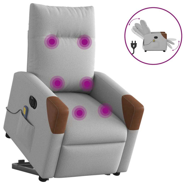Sillón de masaje eléctrico reclinable elevable tela gris nube D