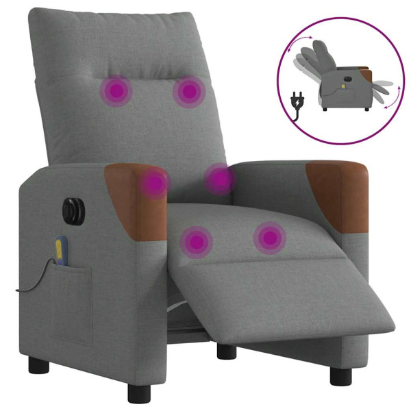 Sillón reclinable de masaje eléctrico tela gris oscuro D