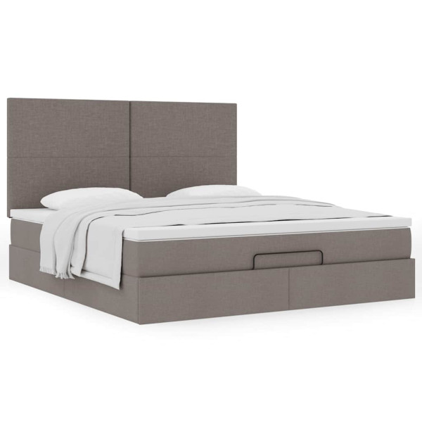 Estructura de cama otomana colchón tela gris pardo 160x200cm Estructura de cama otomana colchón tela gris pardo 160x200cm D