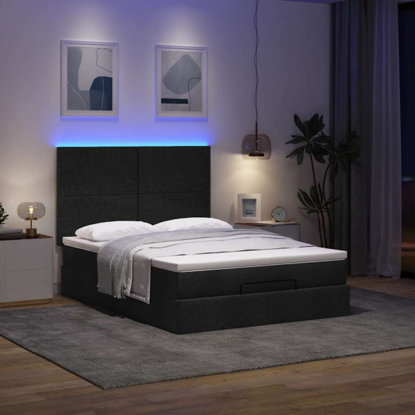 Estructura cama otomana colchón tela negro 140x200cm Estructura cama otomana colchón tela negro 140x200cm D