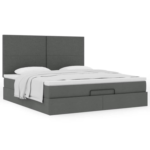 Estructura cama otomana colchón tela gris oscuro 160x200 cm Estructura cama otomana colchón tela gris oscuro 160x200 cm D