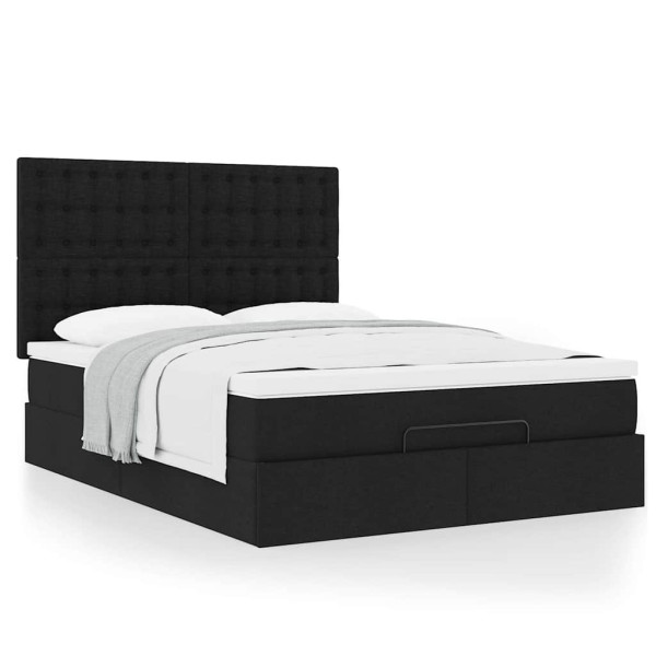 Estructura cama otomana colchón tela negro 140x200cm Estructura cama otomana colchón tela negro 140x200cm D