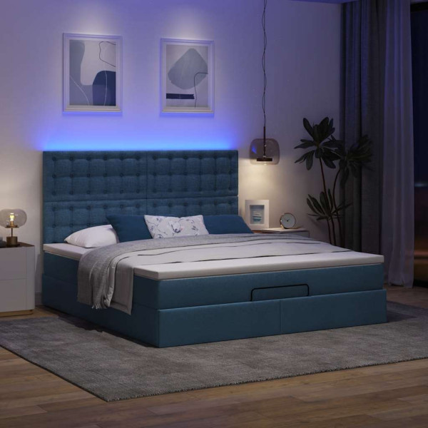 Estructura de cama otomana con colchón tela azul 160x200 cm Estructura de cama otomana con colchón tela azul 160x200 cm D