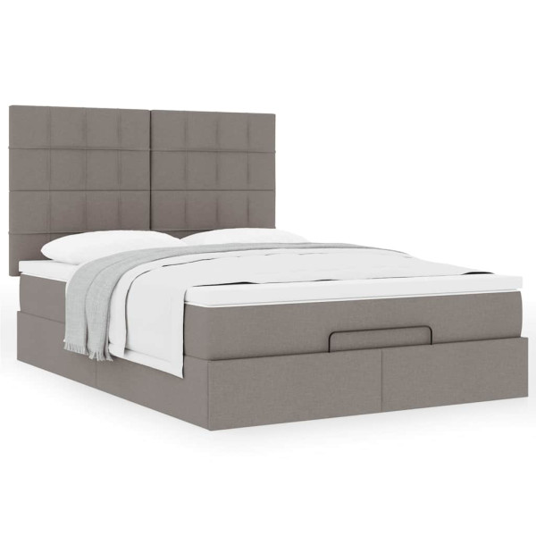 Estructura de cama otomana colchón tela gris pardo 140x200cm Estructura de cama otomana colchón tela gris pardo 140x200cm D