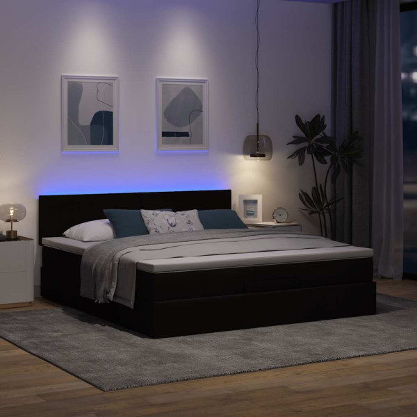 Estructura cama otomana colchón tela marrón oscuro 180x200cm Estructura cama otomana colchón tela marrón oscuro 180x200cm D