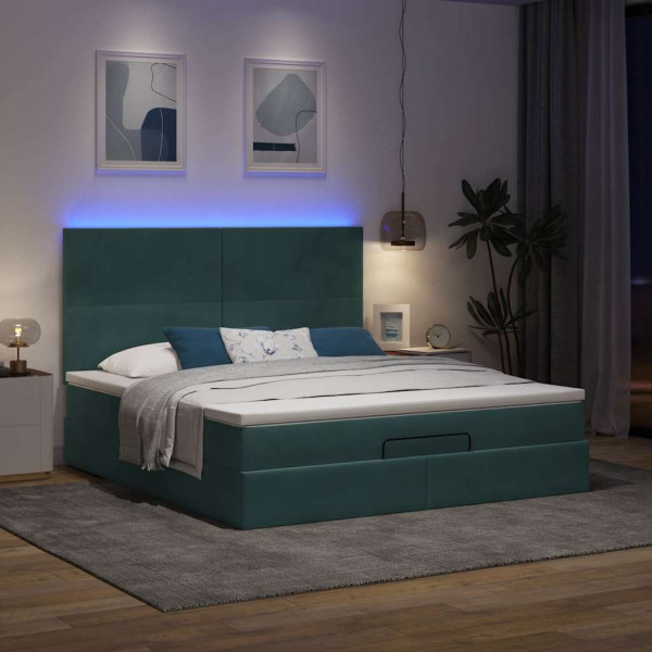 Estructura de cama otomana colchones terciopelo verde oscuro Estructura de cama otomana colchones terciopelo verde oscuro D