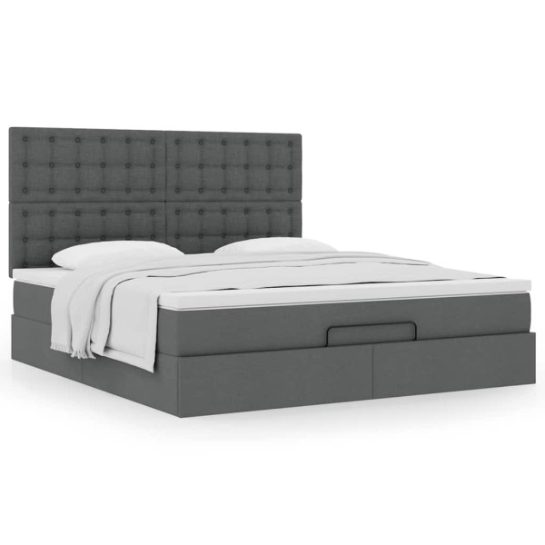 Estructura cama otomana colchón tela gris oscuro 180x200cm Estructura cama otomana colchón tela gris oscuro 180x200cm D