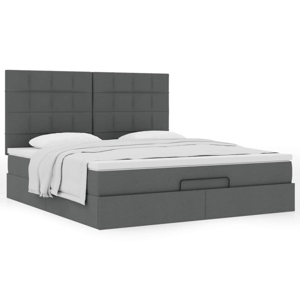 Estructura cama otomana colchón tela gris oscuro 180x200cm Estructura cama otomana colchón tela gris oscuro 180x200cm D