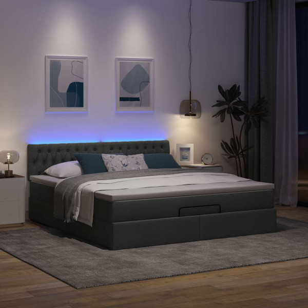 Estructura cama otomana colchón tela gris oscuro 180x200cm Estructura cama otomana colchón tela gris oscuro 180x200cm D