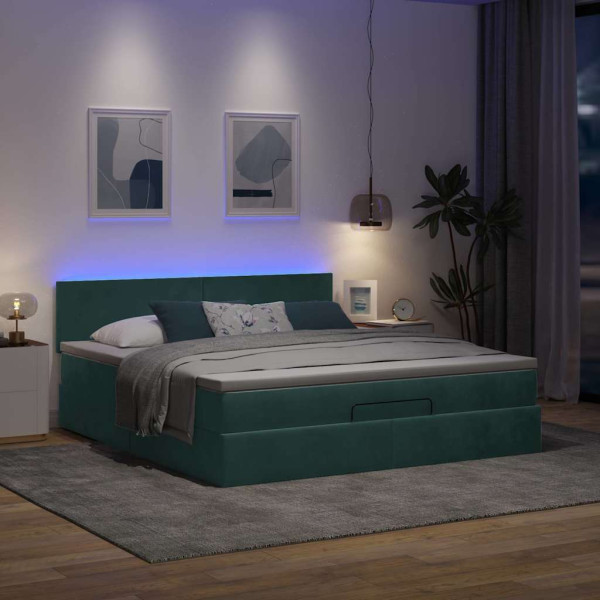 Estructura de cama otomana con colchón verde oscuro 180x200 cm Estructura de cama otomana con colchón verde oscuro 180x200 cm D