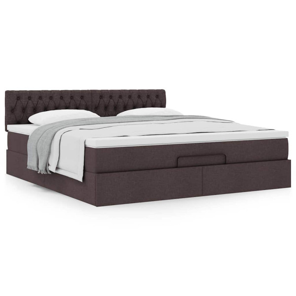 Estructura cama otomana colchón tela marrón oscuro 180x200cm Estructura cama otomana colchón tela marrón oscuro 180x200cm D