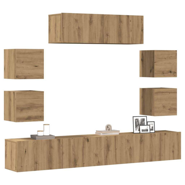 Mueble para TV de pared madera contrachapada artesanal 7 piezas Mueble para TV de pared madera contrachapada artesanal 7 piezas D
