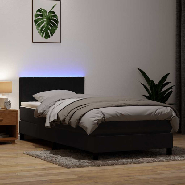 Cama box spring con colchón cuero sintético negro 80x210 cm Cama box spring con colchón cuero sintético negro 80x210 cm D