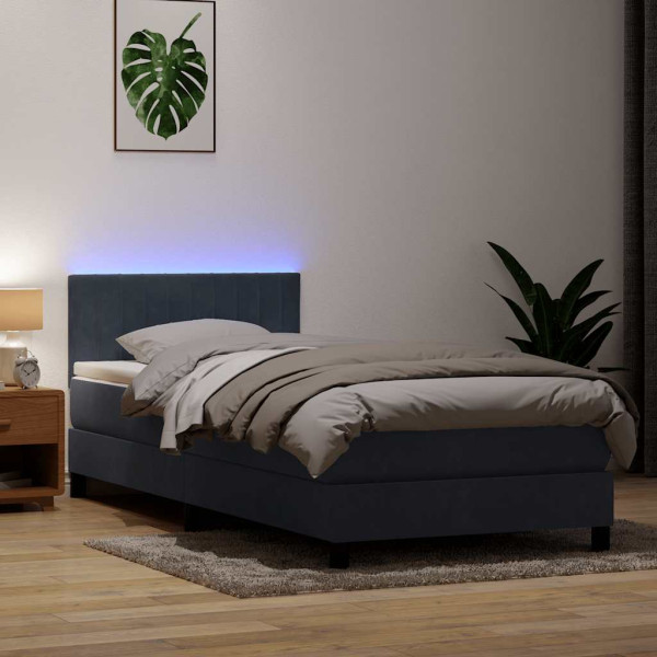 Cama box spring con colchón terciopelo gris oscuro 80x220 cm Cama box spring con colchón terciopelo gris oscuro 80x220 cm D