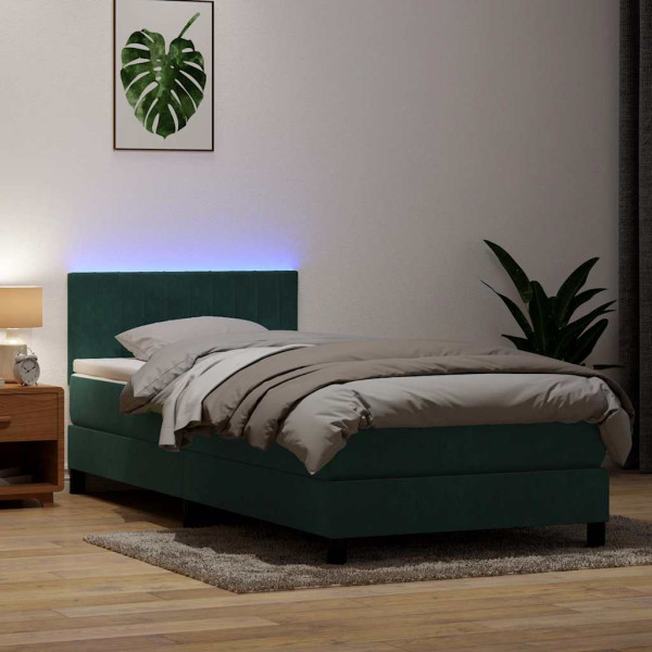 Cama box spring con colchón terciopelo verde oscuro 90x220 cm Cama box spring con colchón terciopelo verde oscuro 90x220 cm D