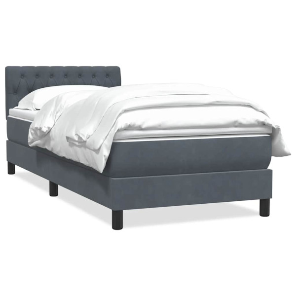 Cama box spring con colchón terciopelo gris oscuro 90x220 cm Cama box spring con colchón terciopelo gris oscuro 90x220 cm D