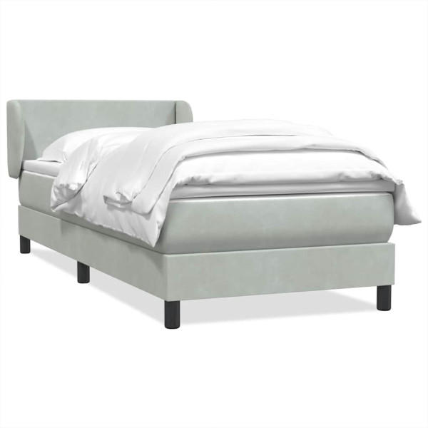 Cama box spring con colchón terciopelo gris claro 80x220 cm Cama box spring con colchón terciopelo gris claro 80x220 cm D