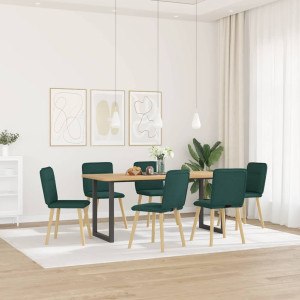 Sillas de comedor 6 unidades tela verde oscuro D