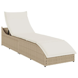 Tumbona plegable con cojín y espacio beige ratán sintético D