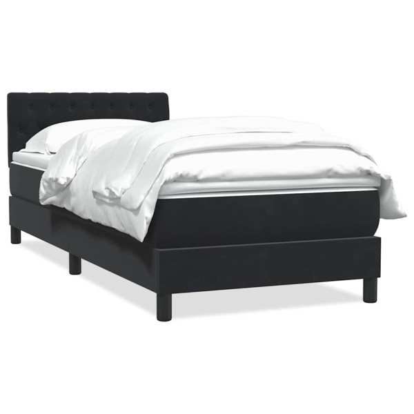 Cama box spring con colchón terciopelo negro 90x220 cm Cama box spring con colchón terciopelo negro 90x220 cm D