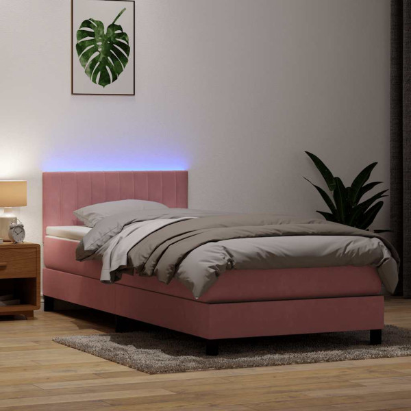 Cama box spring con colchón terciopelo rosa 80x210 cm Cama box spring con colchón terciopelo rosa 80x210 cm D