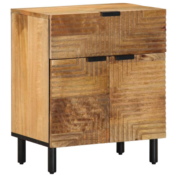 Mesita de noche madera maciza de mango 50x33x60 cm marrón D