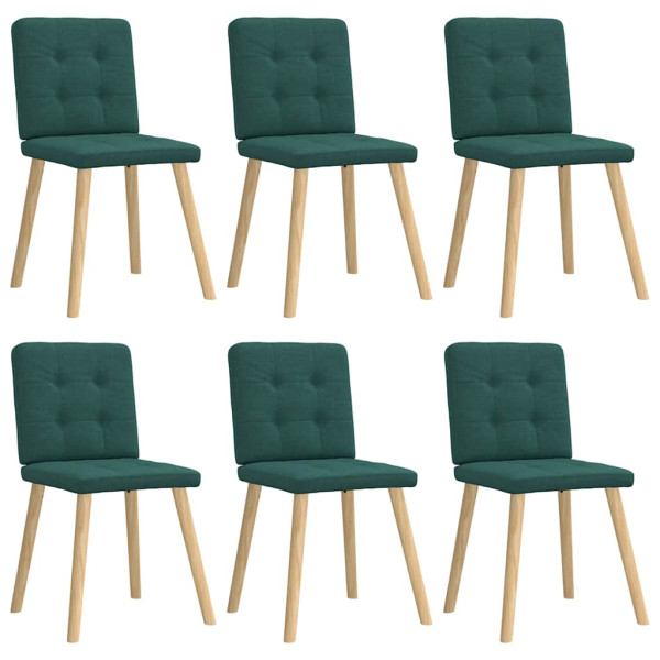 Sillas de comedor 6 unidades tela verde oscuro Sillas de comedor 6 unidades tela verde oscuro D