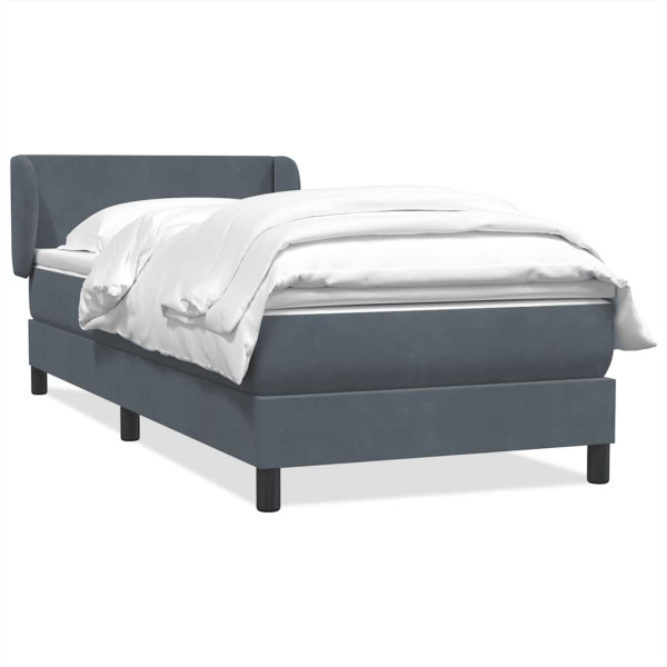 Cama box spring con colchón terciopelo gris oscuro 80x220 cm Cama box spring con colchón terciopelo gris oscuro 80x220 cm D