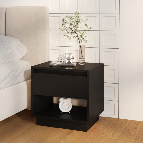 Mesita de noche madera contrachapada negro 45x34x44 cm Mesita de noche madera contrachapada negro 45x34x44 cm D