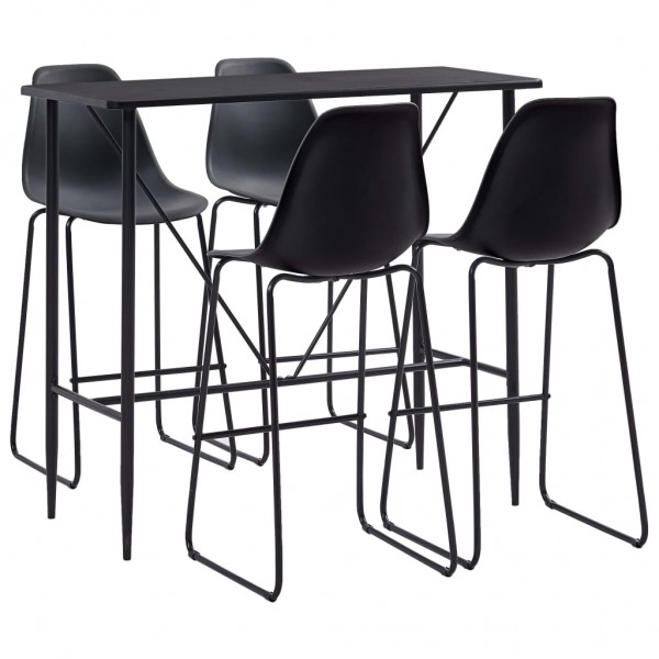 Conjunto de mesa alta e bancos de plástico preto de 5 peças D