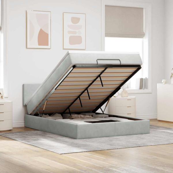 Estructura cama otomana con colchón gris claro 140x200cm Estructura cama otomana con colchón gris claro 140x200cm D