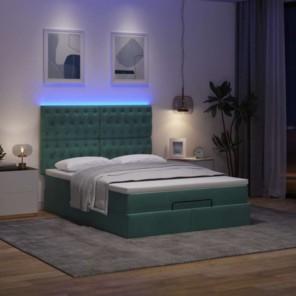 Estructura de cama otomana con colchones verde oscuro 140x200cm Estructura de cama otomana con colchones verde oscuro 140x200cm D