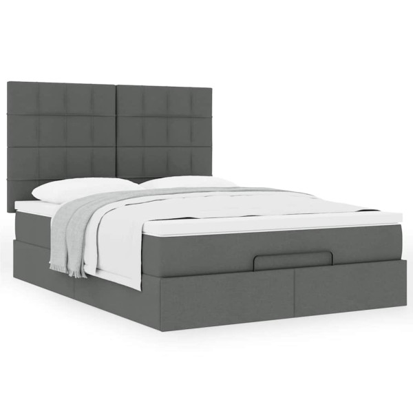 Estructura cama otomana colchón tela gris oscuro 140x190cm Estructura cama otomana colchón tela gris oscuro 140x190cm D