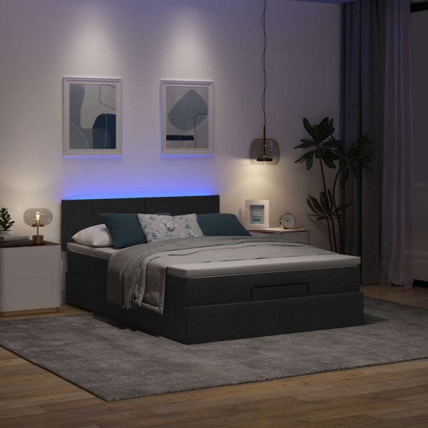 Cama otomana con colchón tela negra 140x190 cm Cama otomana con colchón tela negra 140x190 cm D