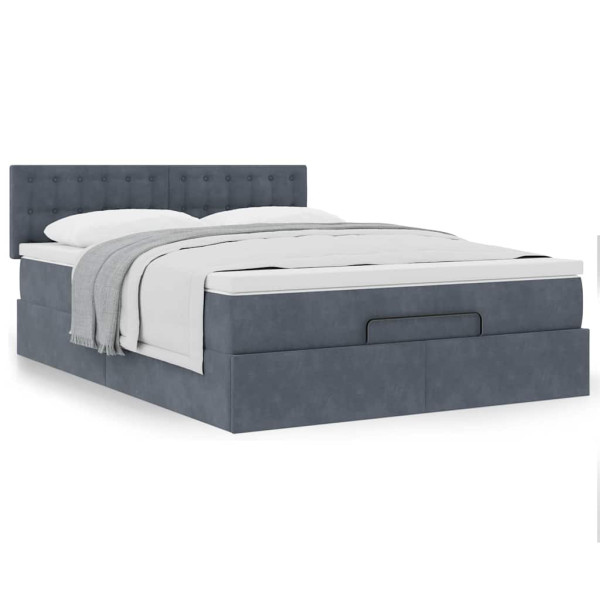 Estructura cama otomana colchón terciopelo gris oscuro Estructura cama otomana colchón terciopelo gris oscuro D