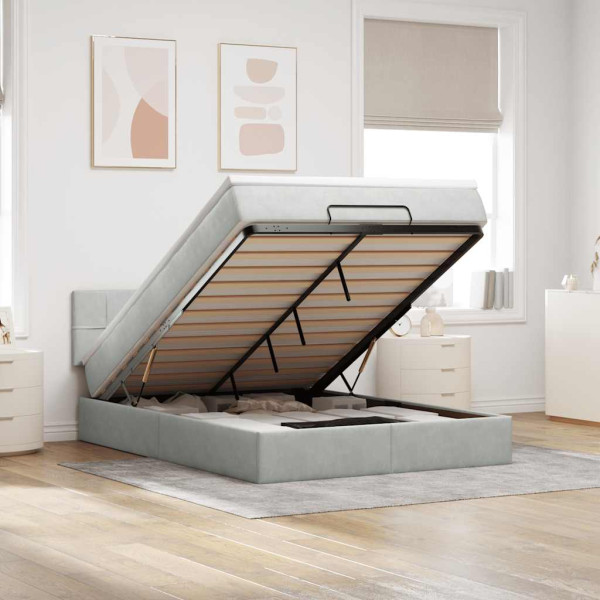 Estructura cama otomana con colchón gris claro 140x200cm Estructura cama otomana con colchón gris claro 140x200cm D