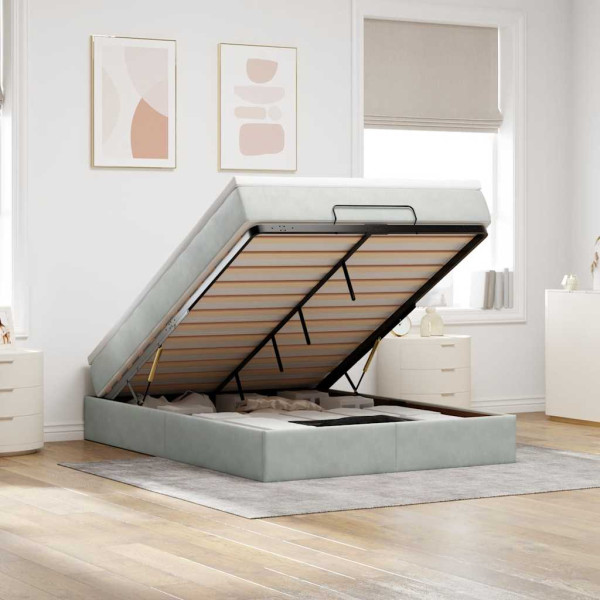 Estructura cama otomana con colchón gris claro 140x200cm Estructura cama otomana con colchón gris claro 140x200cm D