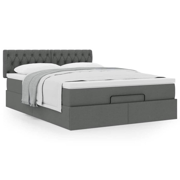 Estructura cama otomana colchón tela gris oscuro 140x190cm Estructura cama otomana colchón tela gris oscuro 140x190cm D