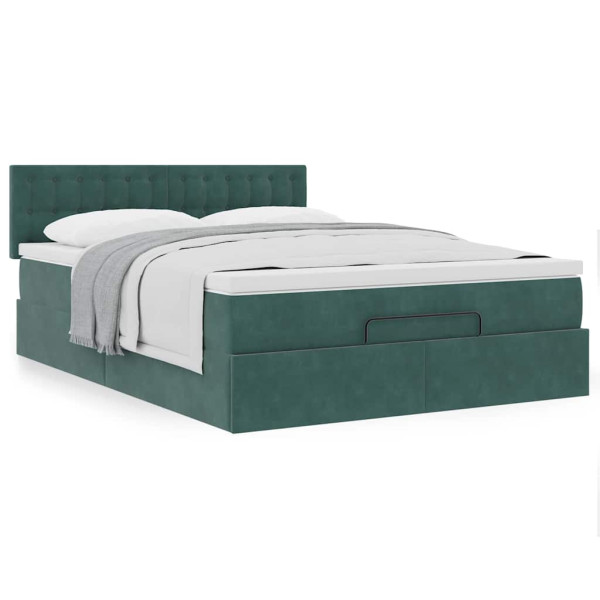 Estructura de cama otomana con colchón verde oscuro 140x200 cm Estructura de cama otomana con colchón verde oscuro 140x200 cm D