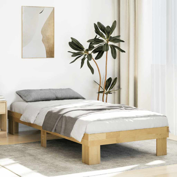 Estructura de cama sin colchón 75x190 cm madera maciza roble Estructura de cama sin colchón 75x190 cm madera maciza roble D