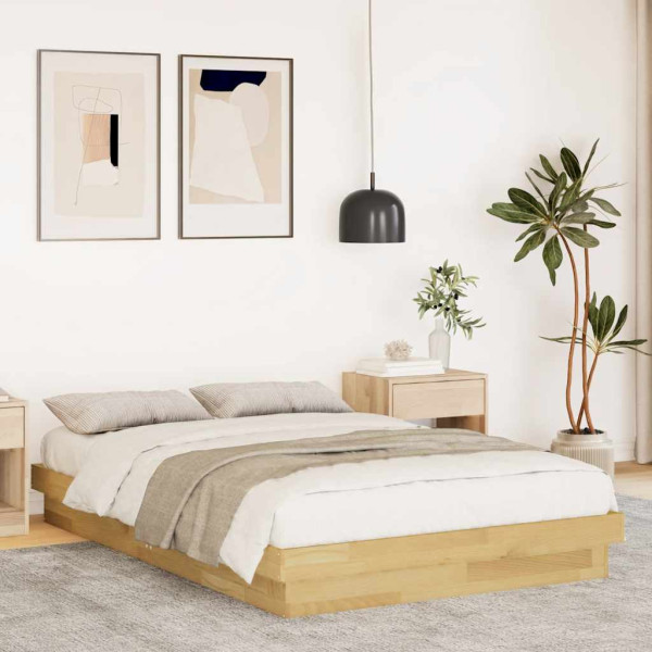Estructura de cama sin colchón 120x200 cm madera maciza roble D