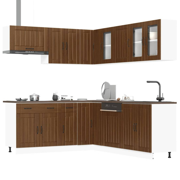 Mueble cocina Lucca roble marrón 11 pzas madera contrachapada Mueble cocina Lucca roble marrón 11 pzas madera contrachapada D