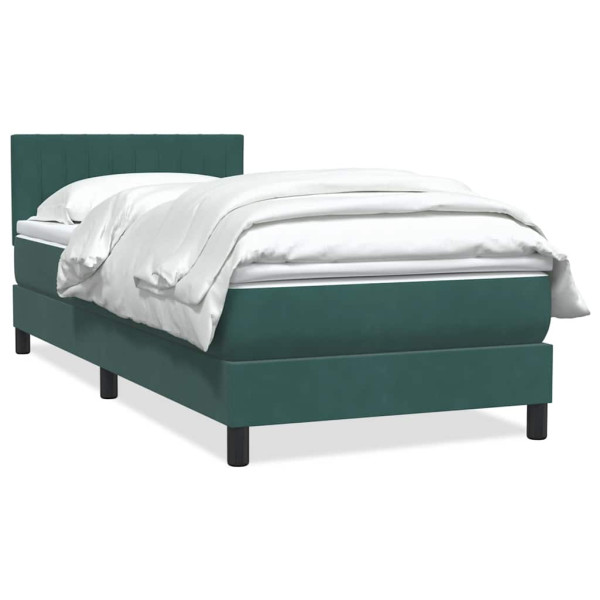 Cama box spring con colchón terciopelo verde oscuro 100x210 cm Cama box spring con colchón terciopelo verde oscuro 100x210 cm D
