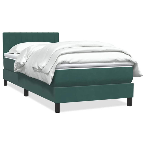 Cama box spring con colchón terciopelo verde oscuro 90x210 cm Cama box spring con colchón terciopelo verde oscuro 90x210 cm D