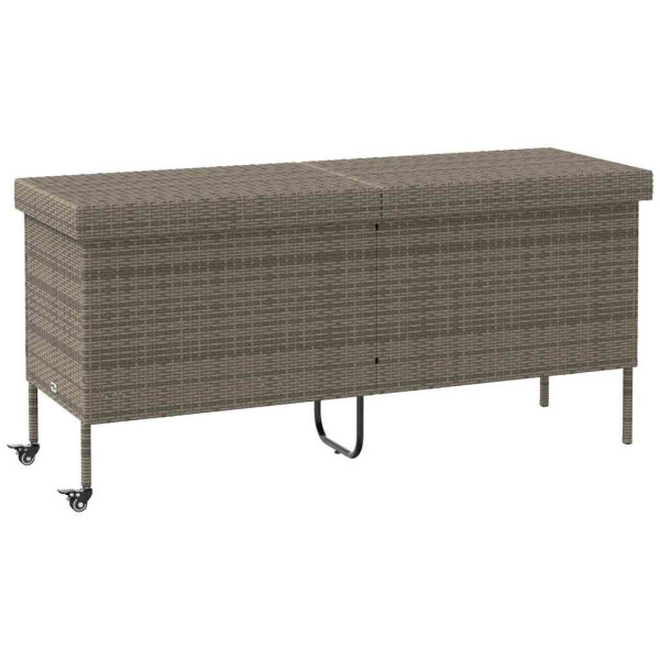 Caja almacenaje jardín ruedas ratán sintético gris 160x55x75 cm D