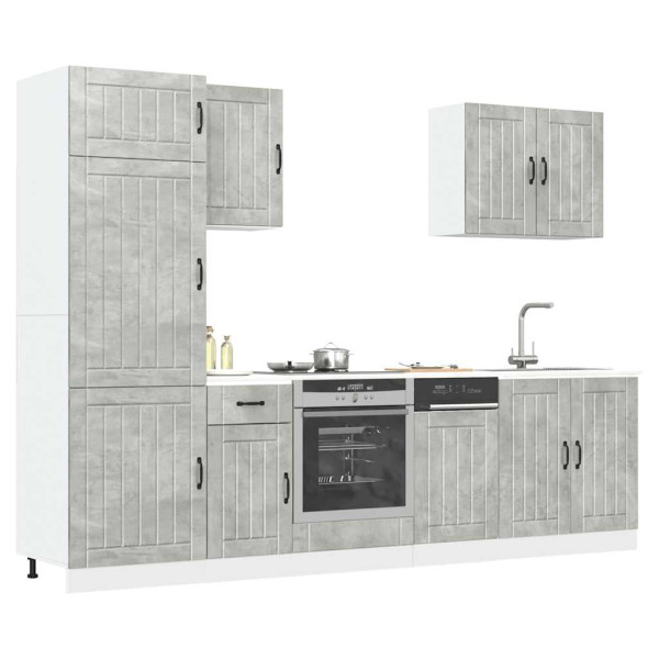 Mueble cocina Kalmar gris hormigón 7 pzas madera contrachapada Mueble cocina Kalmar gris hormigón 7 pzas madera contrachapada D