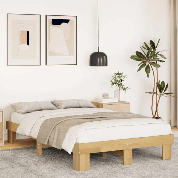 Estructura de cama sin colchón 120x200 cm madera maciza roble Estructura de cama sin colchón 120x200 cm madera maciza roble D