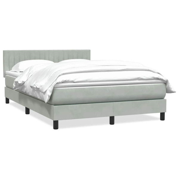 Cama box spring con colchón terciopelo gris claro 140x210 cm Cama box spring con colchón terciopelo gris claro 140x210 cm D