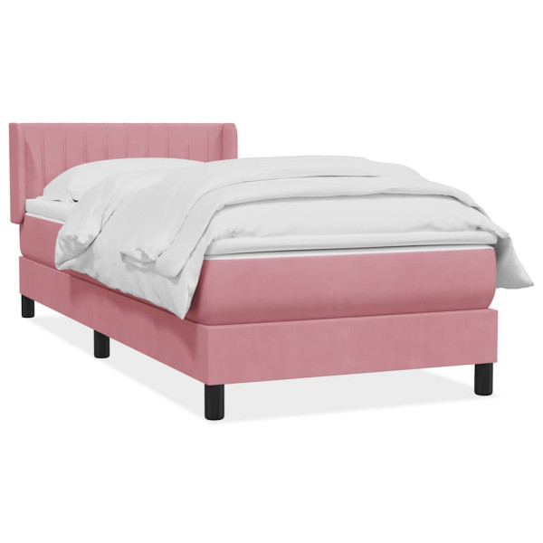 Cama box spring con colchón terciopelo rosa 90x220 cm Cama box spring con colchón terciopelo rosa 90x220 cm D