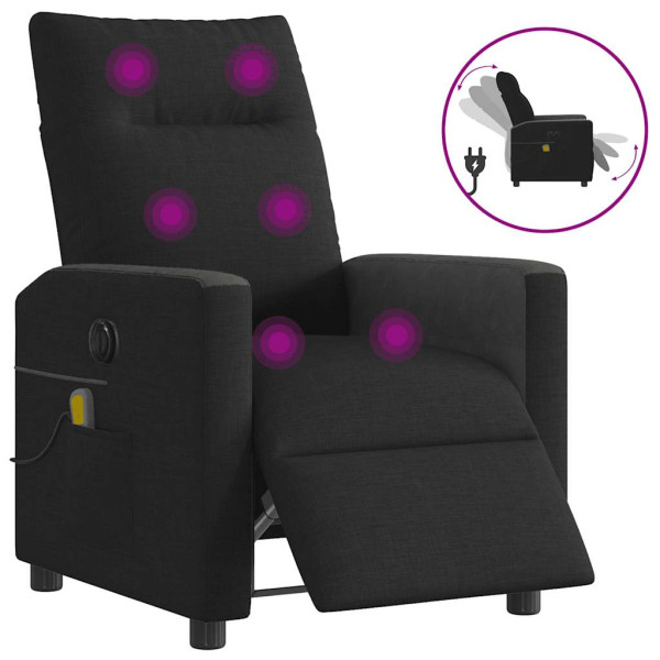 Sillón reclinable de masaje eléctrico tela negro D